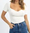 CRESCENT AVRIL SWEETHEART RIB KNIT TOP IN IVORY