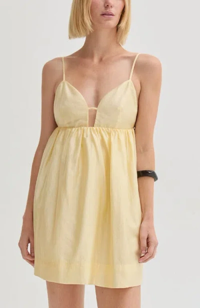 Crescent Babydoll Tencel Blend Mini Dress In Butter