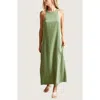 Crescent Back Twist Cupro Slip Dress In Matcha