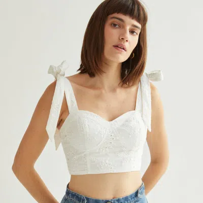 Crescent Balia Eyelet Bustier Top In White