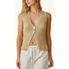 Crescent Beachy Sweater Vest In Beige