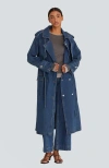 CRESCENT CRESCENT BLUE DENIM LONG TRENCH COAT