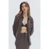 Crescent Bralette & Button Up Cupro Set In Espresso