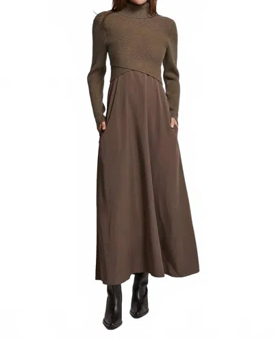 Crescent Brooks Dress And Sweater Two-piece Set In Brown