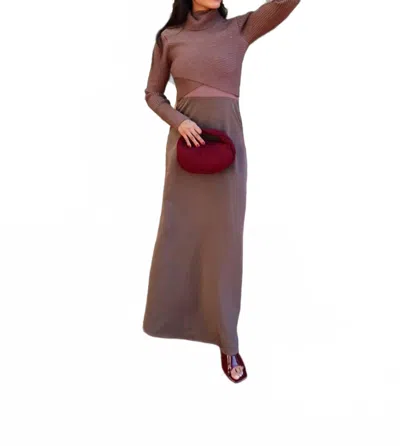 Crescent Brooks Two Piece Maxi Dress In Brown