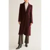 Crescent Brushed Wool Blend Coat In Burgundy