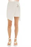 Crescent Buckle Wrap Mini Skirt In White In White
