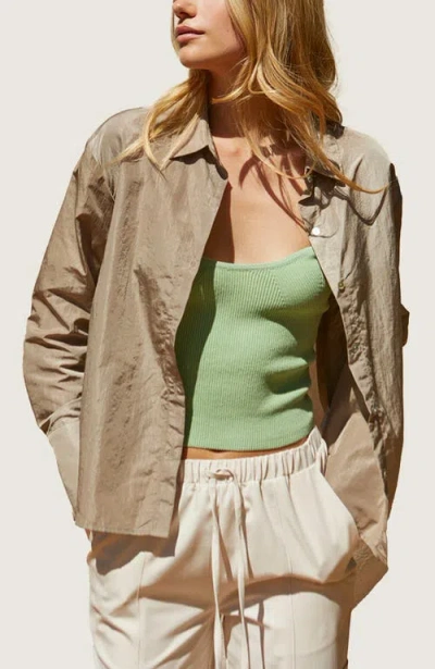 Crescent Button Up Shirt In Taupe