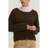 Crescent Cable Knit Sweater In Brown