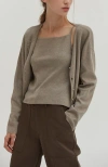 Crescent Cardigan Set In Taupe