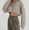 Crescent Carter Waffle Polo Sweater In Heather Grey In Gray
