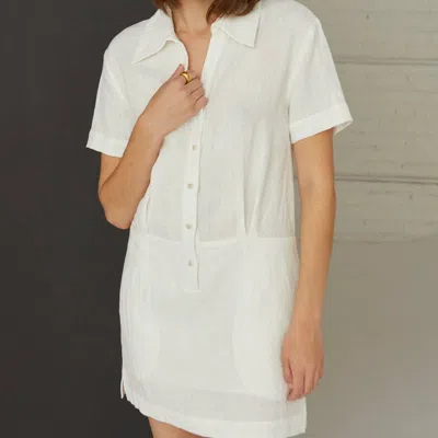Crescent Casey Linen Shirt Dress In White