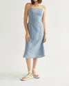 CRESCENT CHAMBRAY MIDI DRESS IN BLUE