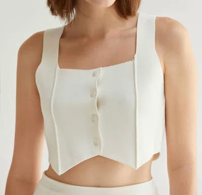 Crescent Charlotte Jacquard Knit Vest Top In White