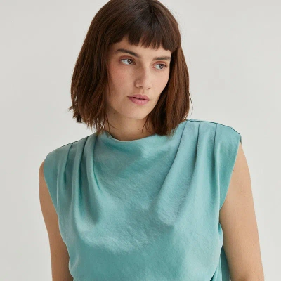 Crescent Chlo Satin Top In Green