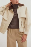 Crescent Contrast Collar Canvas Barn Jacket In Multi