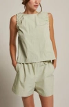 Crescent Cotton Blend Top And Shorts Two Piece Set