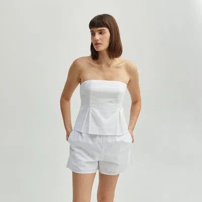 Crescent Courtney Linen Tube Top In White