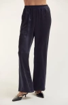Crescent Crushed Satin Pull-on Pants In Black