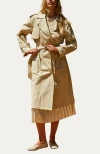 Crescent Crushed Trench Coat In Beige