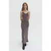 Crescent Cupro Slip Maxi Dress In Charcoal