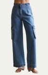 Crescent Denim Cargo Pants In Denim Blue