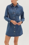 Crescent Denim Corset Waist Mini Dress In Blue