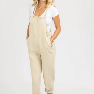 Crescent Denim Relaxed Pocket Overall In Oatmeal In White