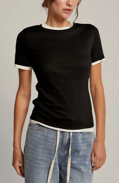 Crescent Double Layerd T-shirt In Black/white