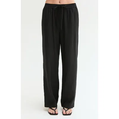 Crescent Easy Wear Linen Blend Pants In Black