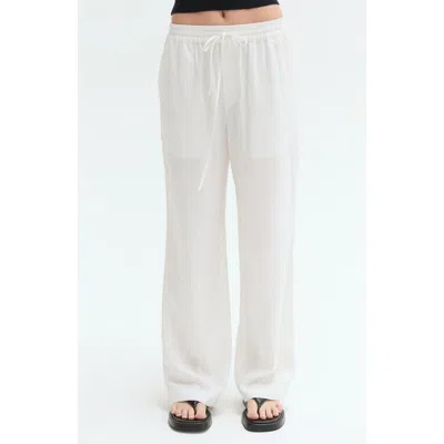 Crescent Easy Wear Linen Blend Pants In White