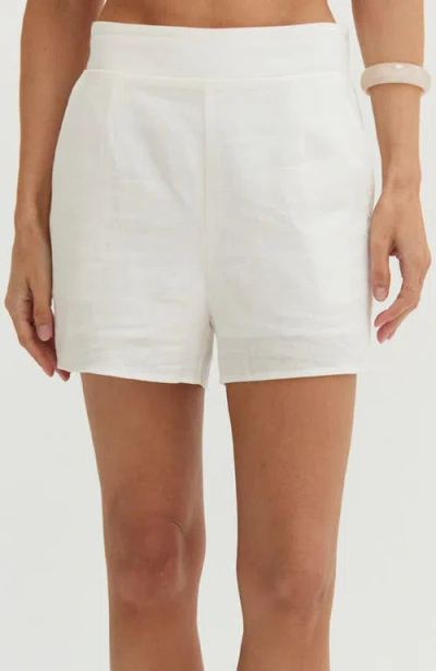 Crescent Easy Wear Linen Blend Shorts In White