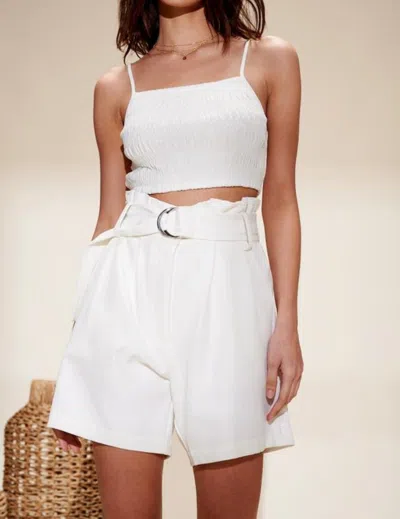 Crescent Elaine Paper Bag Shorts In Ivory In White