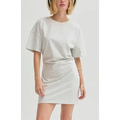 Crescent Elbow Sleeve Ruched T-shirt Mini Dress In Gray