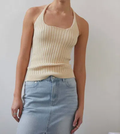 Crescent Elena Halter Knit Top In Cream In White