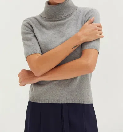 Crescent Elena Turtleneck Sweater Top In Heather Grey In Gray