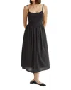 CRESCENT ELENA WOVEN MIX DRESS IN BLACK