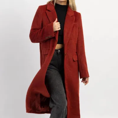 Crescent Eliza Brick Brushed Wool Coat In Red