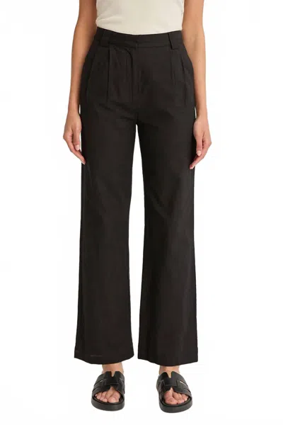 Crescent Erin Straight Leg Linen Trousers In Black