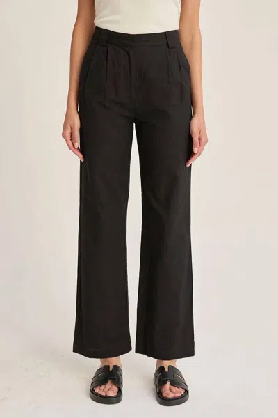 Crescent Erin Straight Leg Linen Trousers In Black