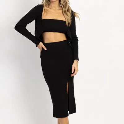 Crescent Evie Cardi Midi 3 Piece Set In Black