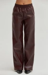 Crescent Faux Leather Straight Leg Pants In Cabernet