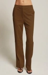Crescent Faux Suede Flared Pants In Brown