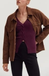 Crescent Faux Suede Shirt Jacket In Brown