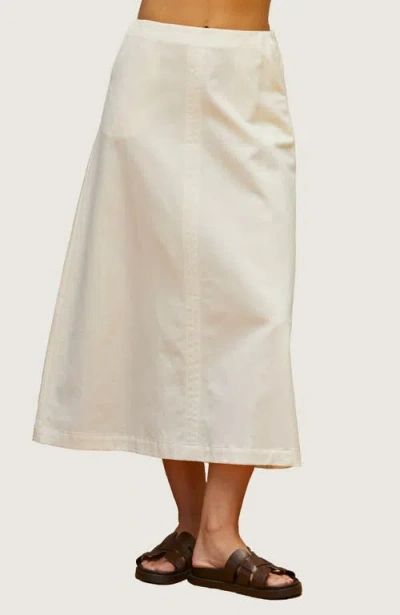 Crescent Flare Midi Skirt In White