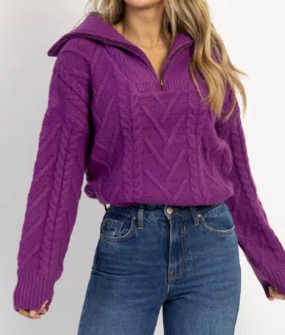 Crescent Franco Half Zip Sweater In Berry Purple