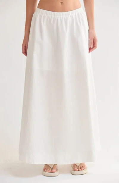 Crescent Gathered Poplin Maxi Skirt In White
