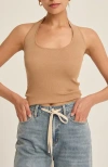Crescent Halter Knit Top In Brown