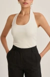 Crescent Halter Knit Top In Neutral