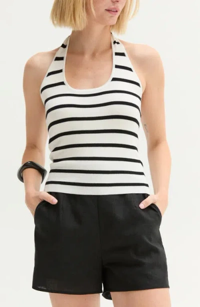Crescent Halter Stripe Knit Top In Multi